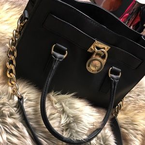 Michael Kors Black Leather Hamilton Tote